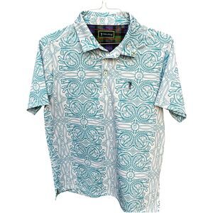 William Murray Men Medium Golf Polo Shirt “Celtic Knot” Irish White Blue Gaelic